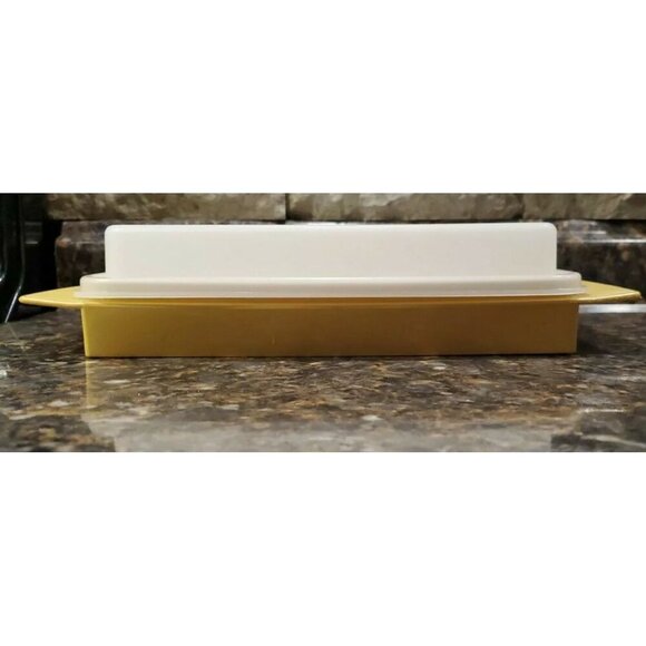 VINT. TUPPERWARE DEVILED EGG KEEPER CARRIER TRAY YELLOW HARVEST GOLD # 723 4 PC - Picture 10 of 10